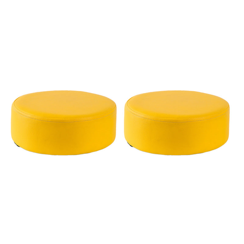 Water Resistant Ottoman Solid Color Faux Leather Round Pouf Ottoman