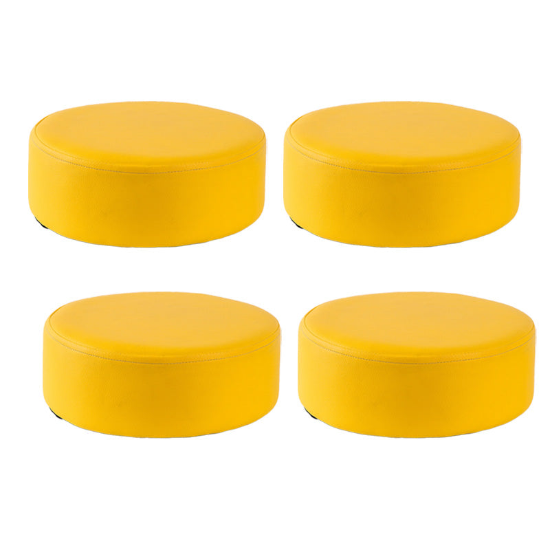 Water Resistant Ottoman Solid Color Faux Leather Round Pouf Ottoman