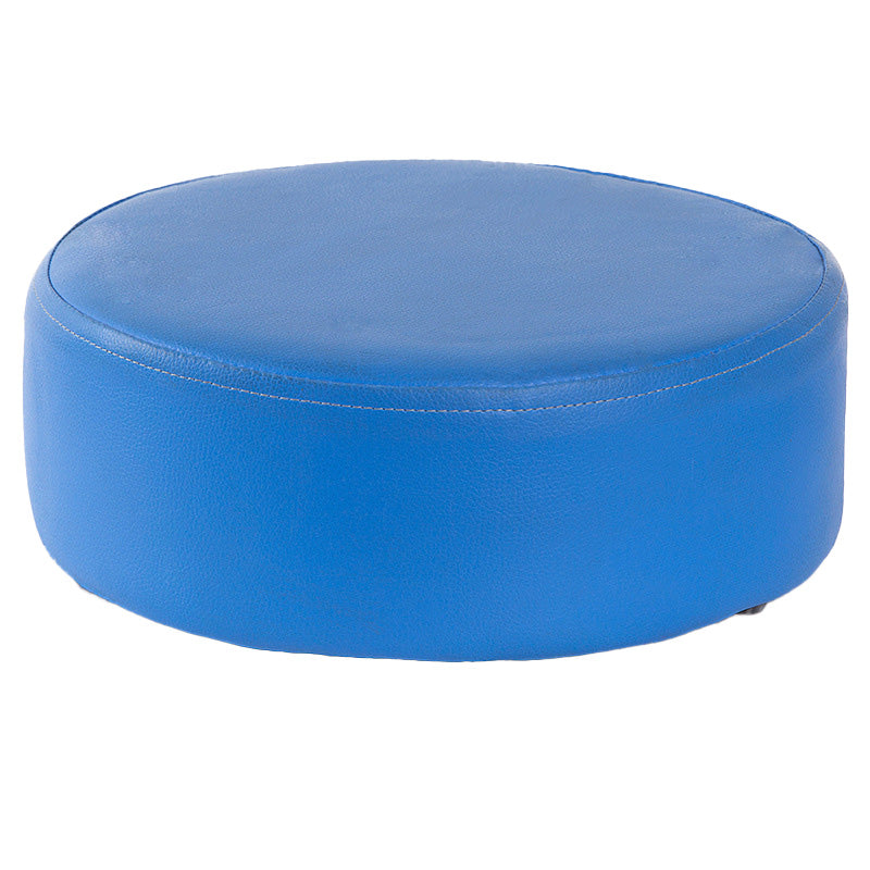 Water Resistant Ottoman Solid Color Faux Leather Round Pouf Ottoman