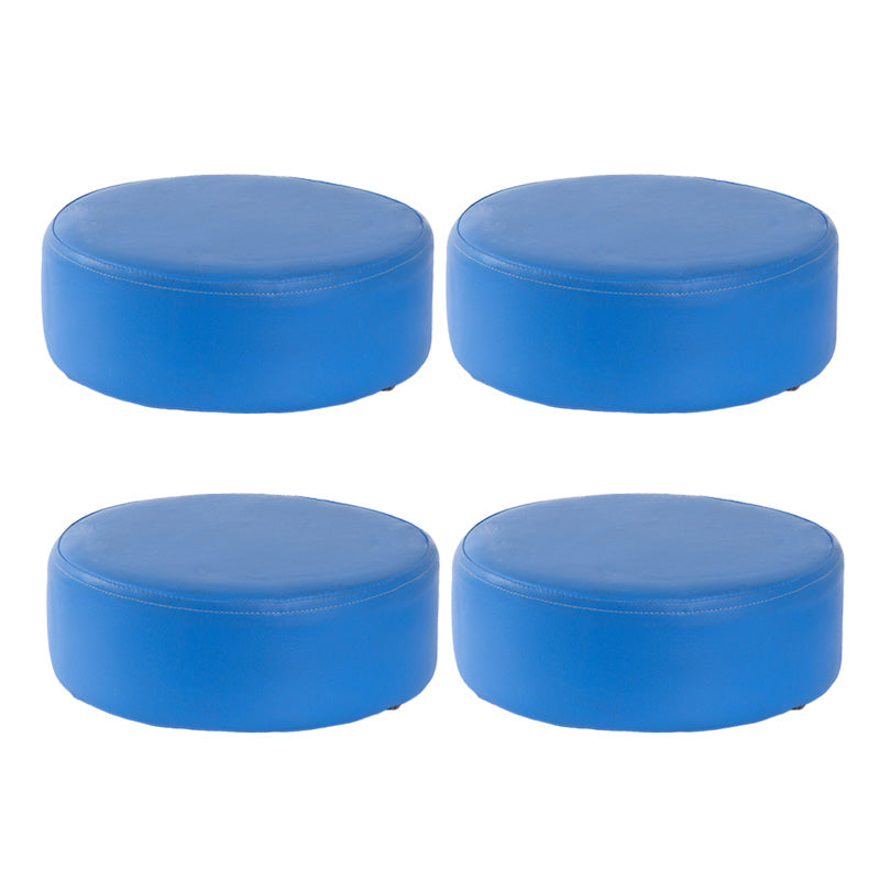 Water Resistant Ottoman Solid Color Faux Leather Round Pouf Ottoman