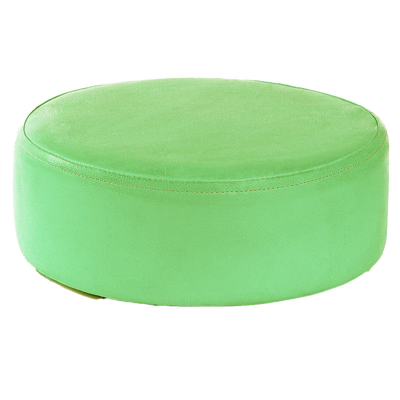 Water Resistant Ottoman Solid Color Faux Leather Round Pouf Ottoman