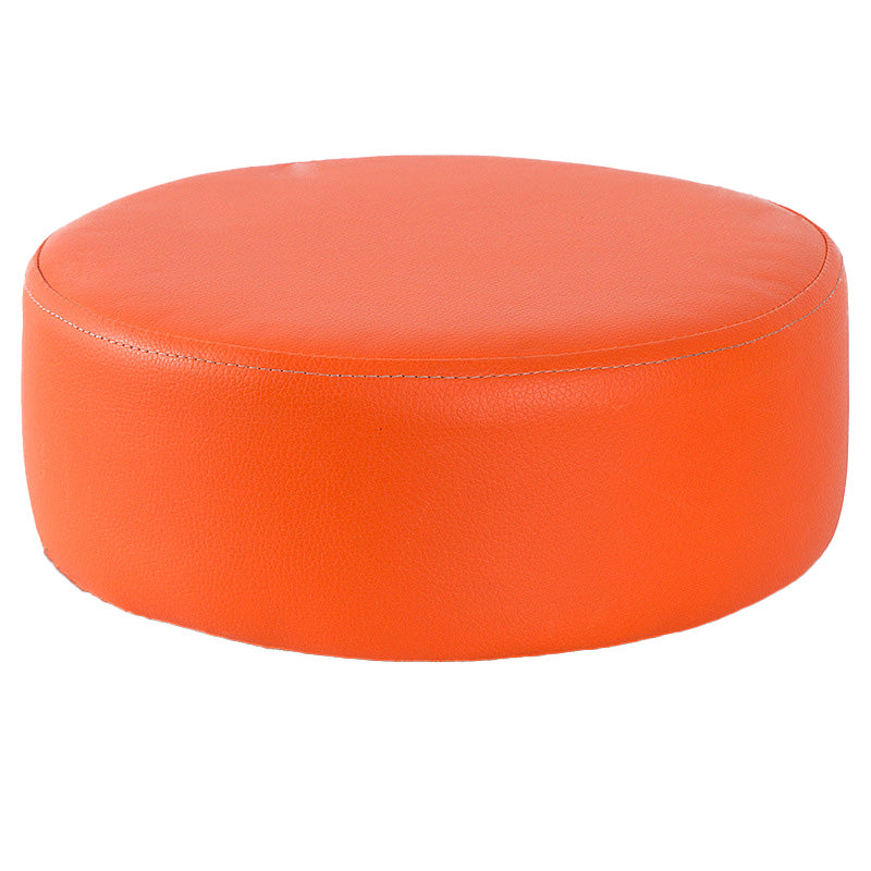 Water Resistant Ottoman Solid Color Faux Leather Round Pouf Ottoman