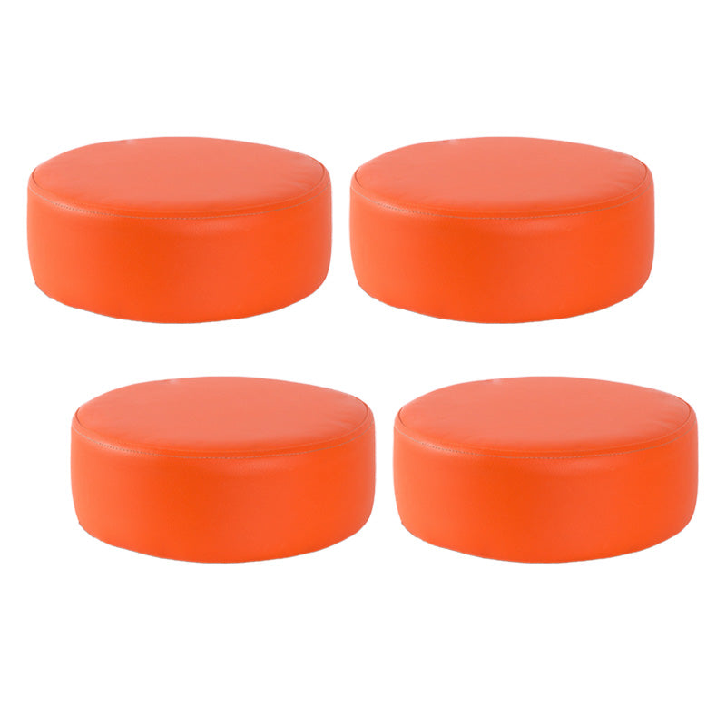 Water Resistant Ottoman Solid Color Faux Leather Round Pouf Ottoman