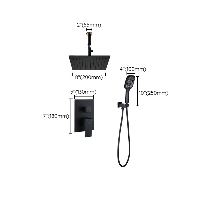 Modern Shower Set Brass Square Temperature Control Shower System