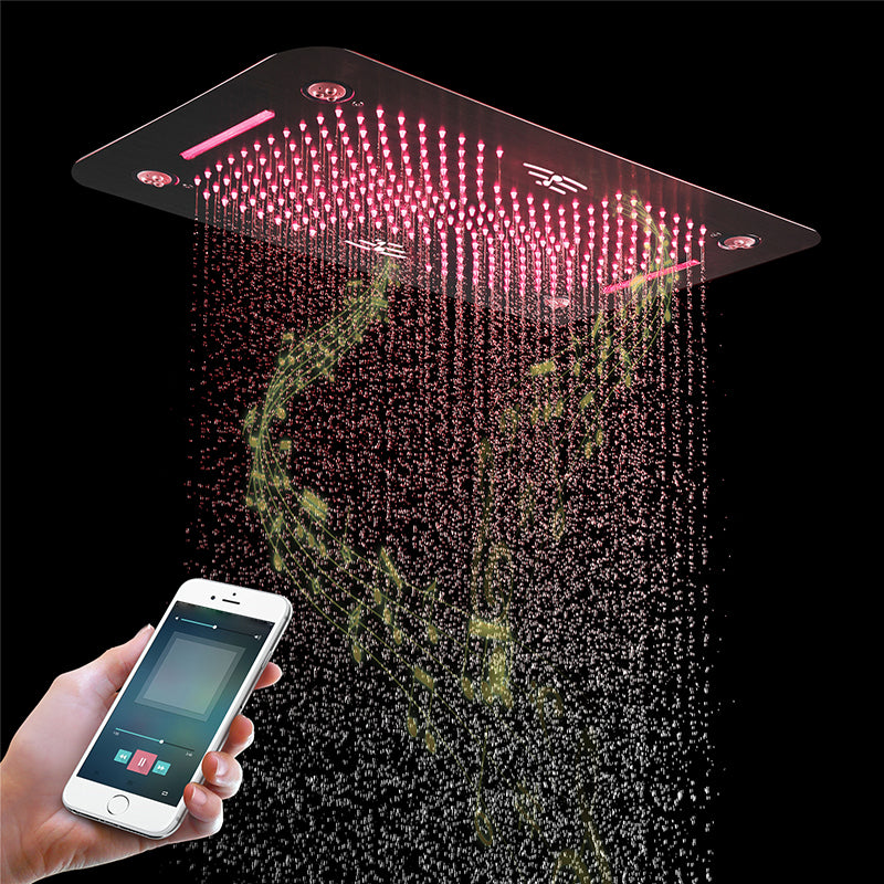 Modern Shower System Brass Slide Bar Included Ceiling Mounted Shower Head Combo