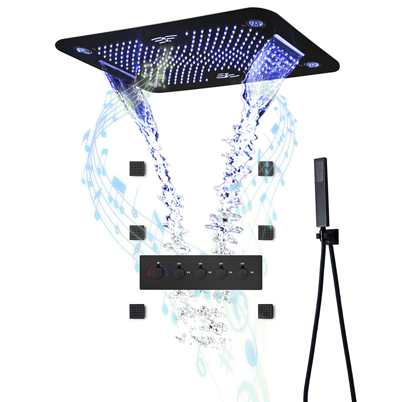 Modern Shower System Brass Slide Bar Included Ceiling Mounted Shower Head Combo