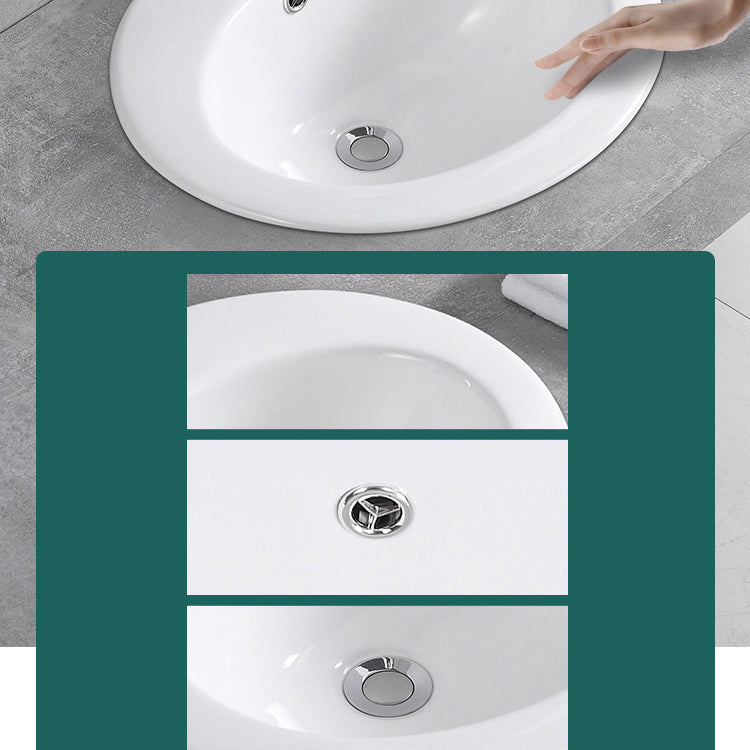 Traditional Wash Stand Oval Shape Porcelain with Pop-Up Drain Vessel Bathroom Sink