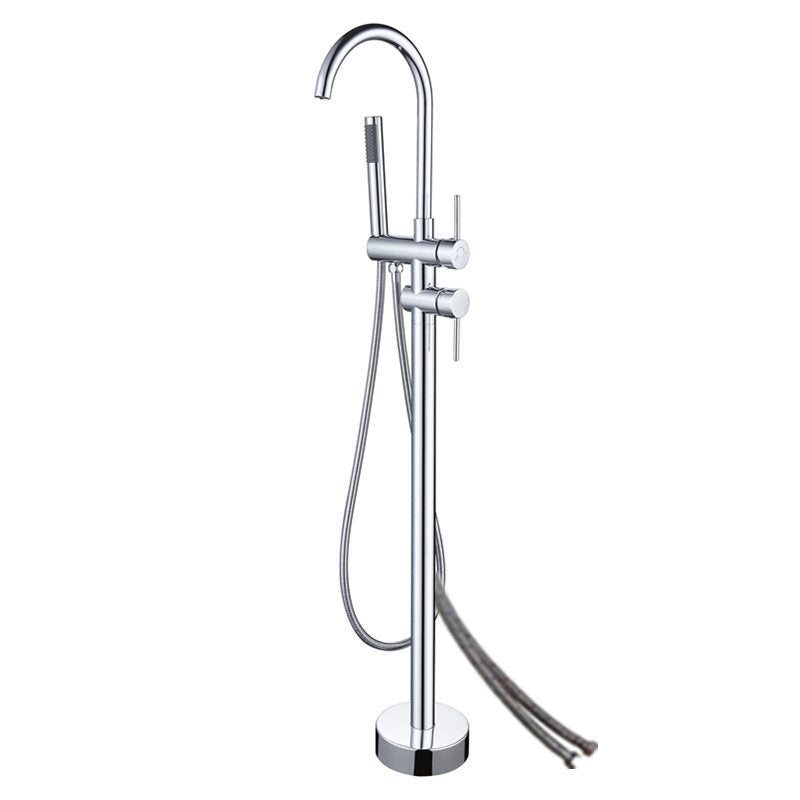 Floor Mounted Metal Freestanding Tub Filler High Arc Freestanding Faucet