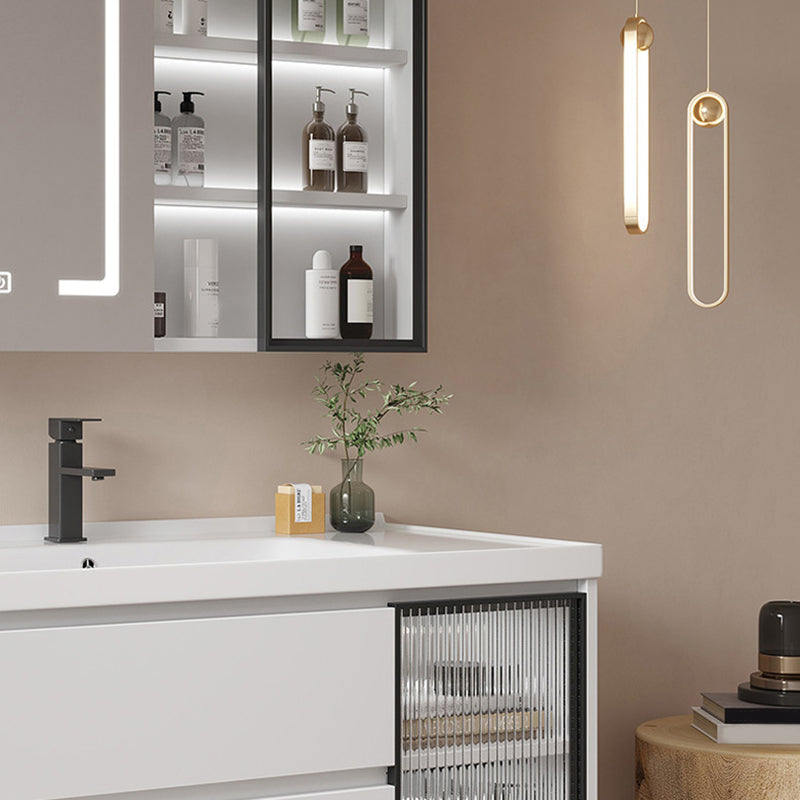 Modern Sink Vanity Solid Color Wall Mount Vanity Cabinet for Bathroom