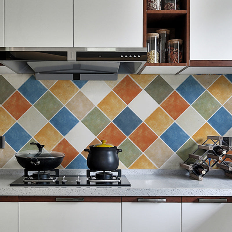 Rectangular Wall Tile Peel and Stick Geometric Print Stick Kitchen Wallpaper