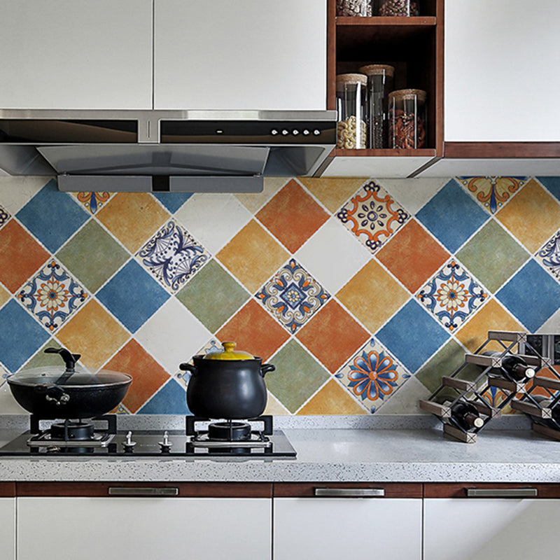 Rectangular Wall Tile Peel and Stick Geometric Print Stick Kitchen Wallpaper