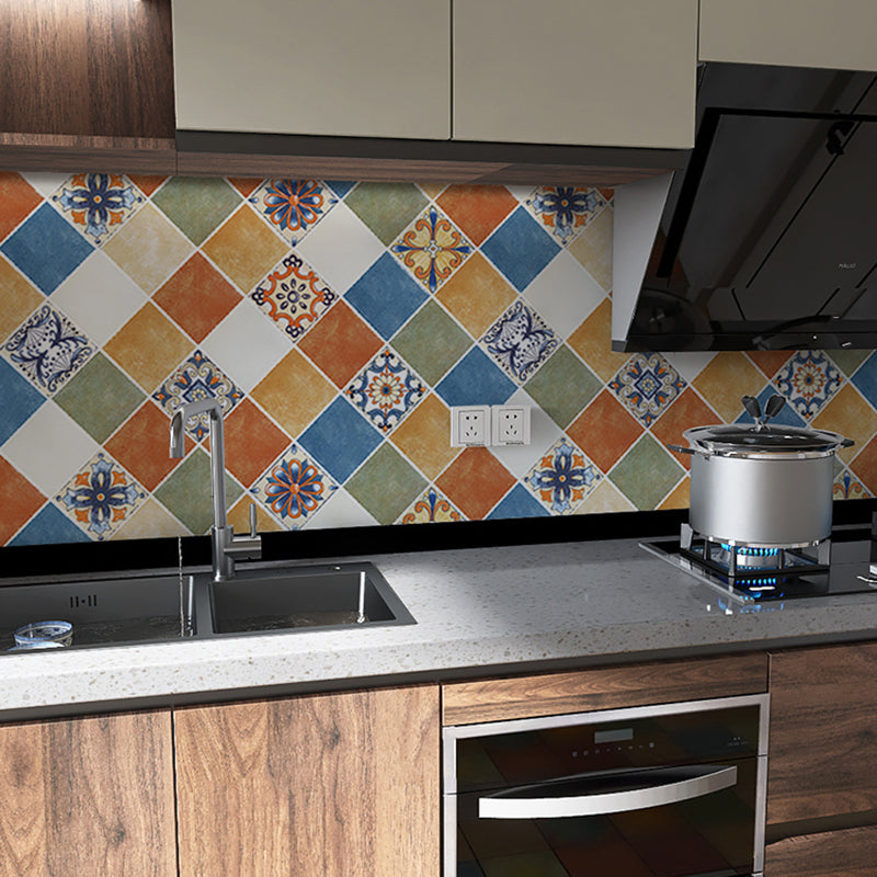 Rectangular Wall Tile Peel and Stick Geometric Print Stick Kitchen Wallpaper