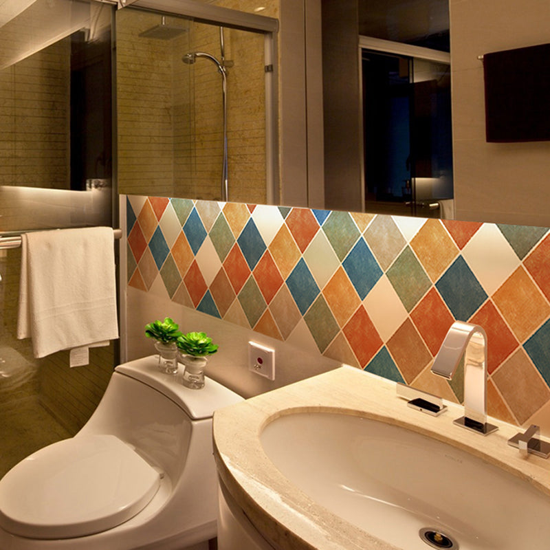 Rectangular Wall Tile Peel and Stick Geometric Print Stick Kitchen Wallpaper