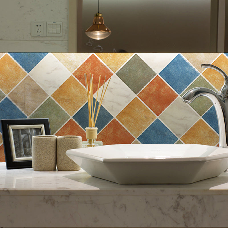 Rectangular Wall Tile Peel and Stick Geometric Print Stick Kitchen Wallpaper