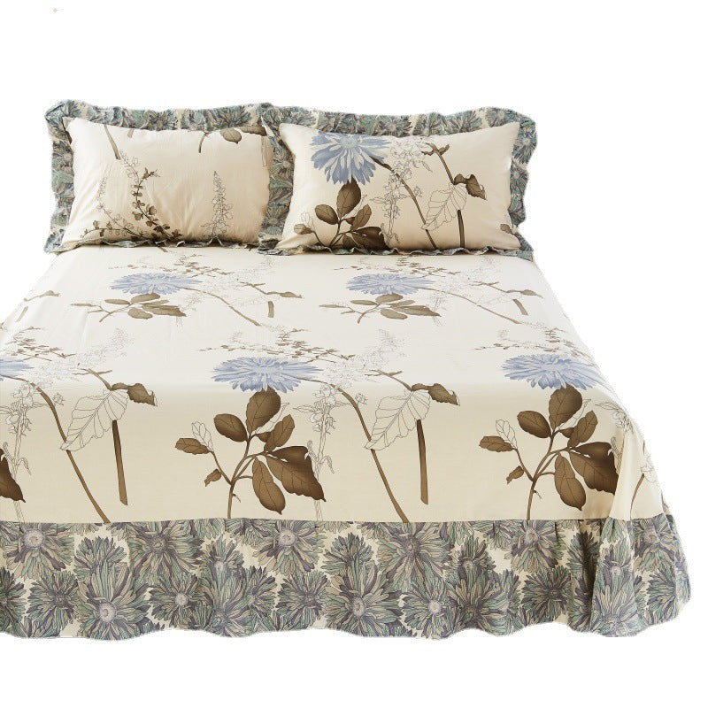 1 and 3-Piece Bed Sheet Plain Weave Floral Cotton Bed Sheet Queen