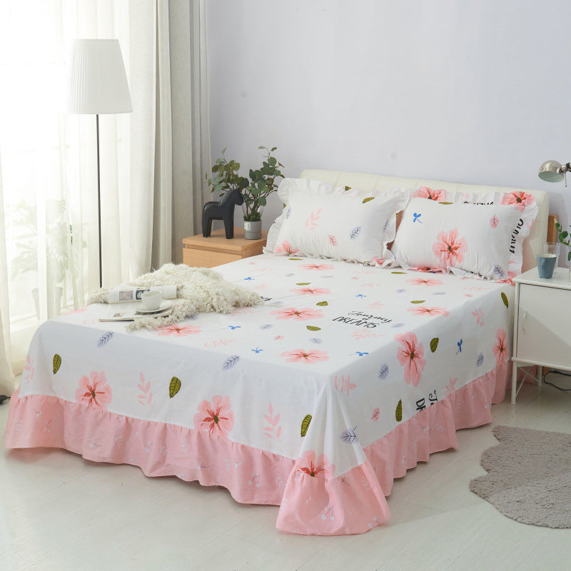 1 and 3-Piece Bed Sheet Plain Weave Floral Cotton Bed Sheet Queen