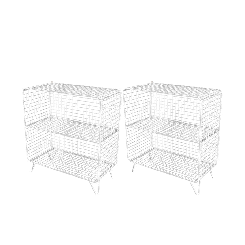 Contemporary Iron Nightstand Open Storage Night Table with Legs