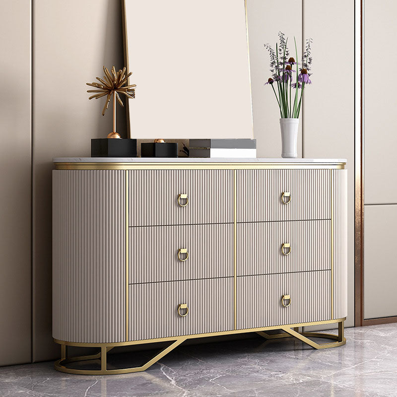 Stone Glam Storage Chest Bedroom Horizontal Chest with Drawers