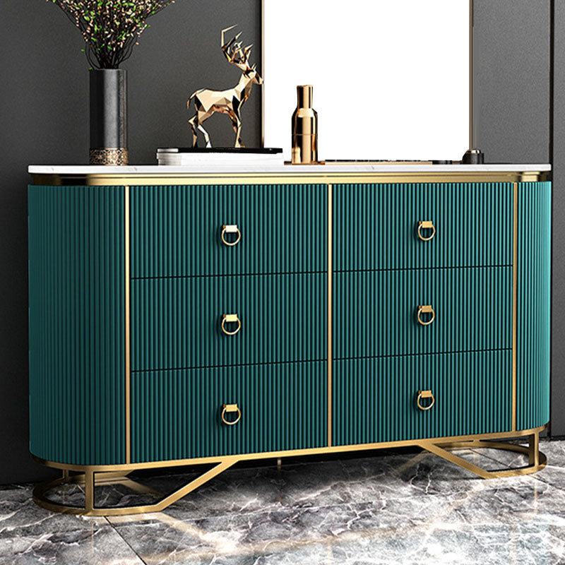 Stone Glam Storage Chest Bedroom Horizontal Chest with Drawers