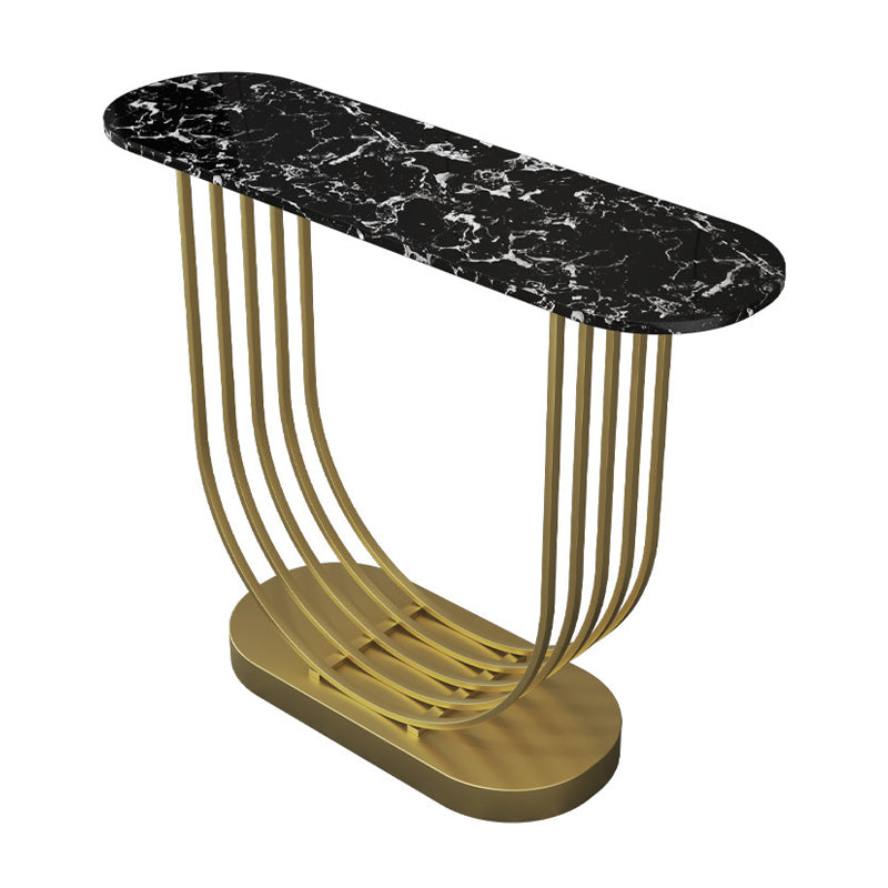 Stone Oval Console Table 1-shelf 11.81" W Accent Table for Hall