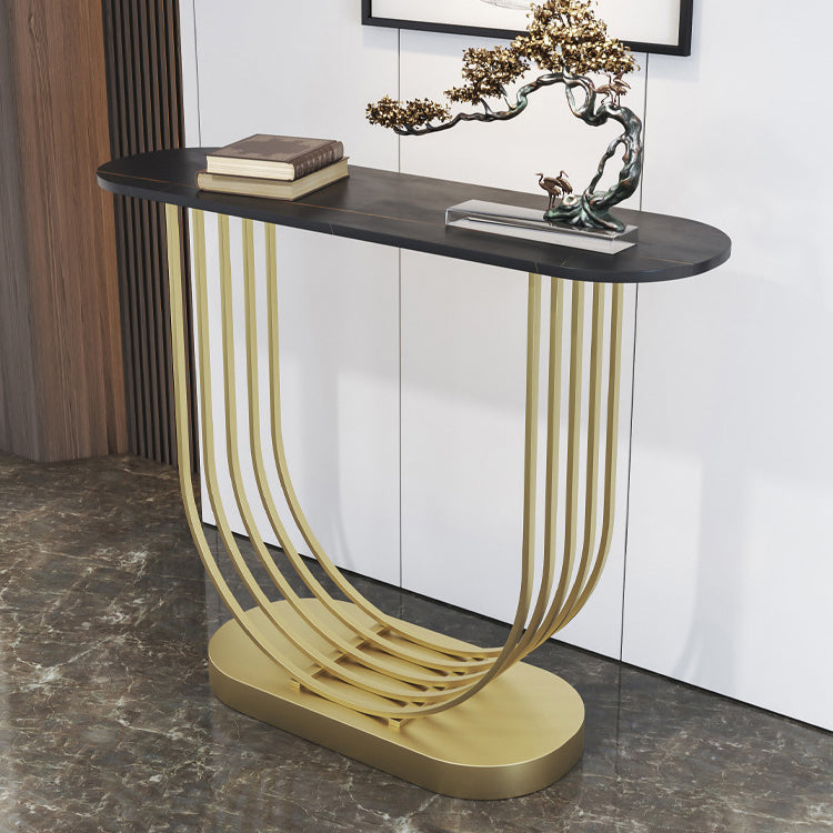 Stone Oval Console Table 1-shelf 11.81" W Accent Table for Hall