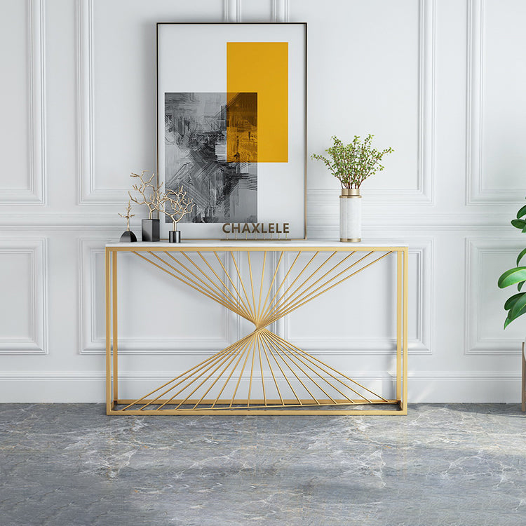 Stone Glam Accent Table 1-shelf 31.5" Tall Console Table for Hall