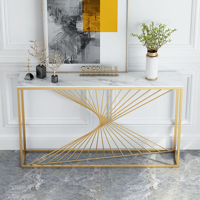 Stone Glam Accent Table 1-shelf 31.5" Tall Console Table for Hall