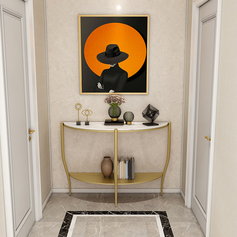 Stone Half Moon Console Table 33.46" Tall Legs Included Accent Table