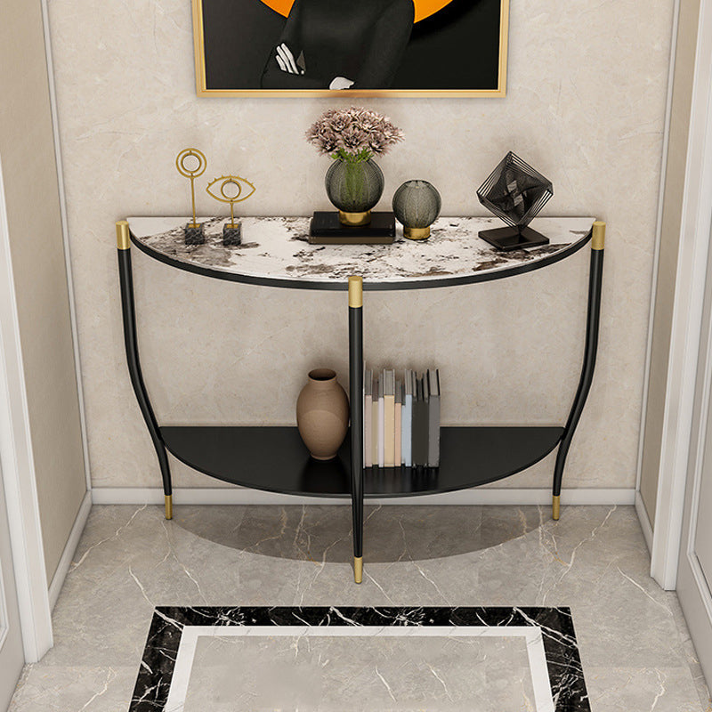 Stone Half Moon Console Table 33.46" Tall Legs Included Accent Table