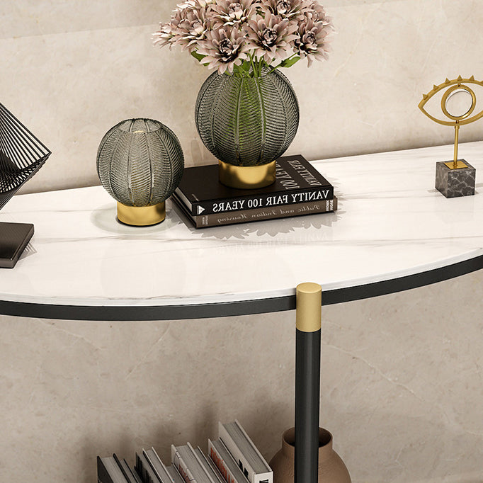Stone Half Moon Console Table 33.46" Tall Legs Included Accent Table