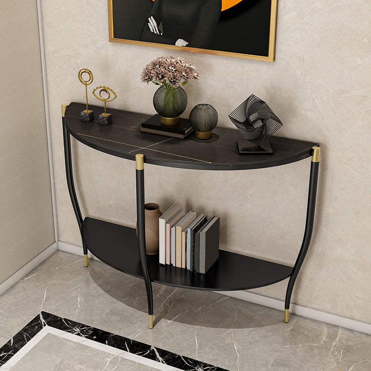 Stone Half Moon Console Table 33.46" Tall Legs Included Accent Table