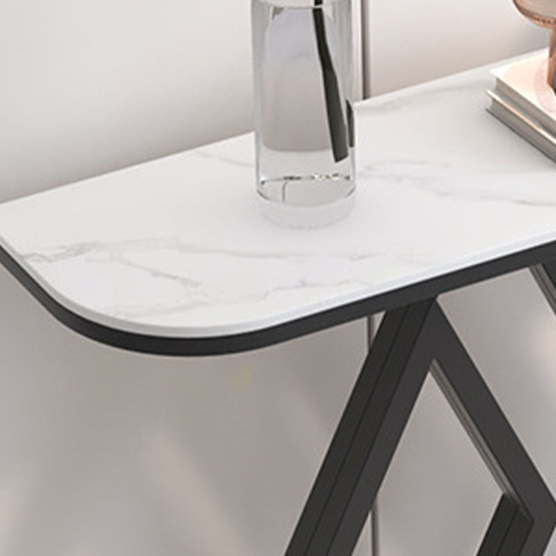 Stone Half Moon Console Table 31.5" Tall 1-shelf Accent Table for Hall