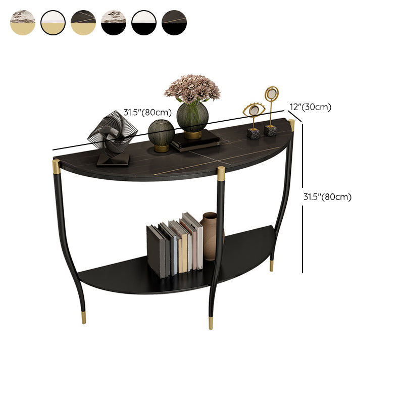 Stone Half Moon Console Table 33.46" Tall Legs Included Accent Table
