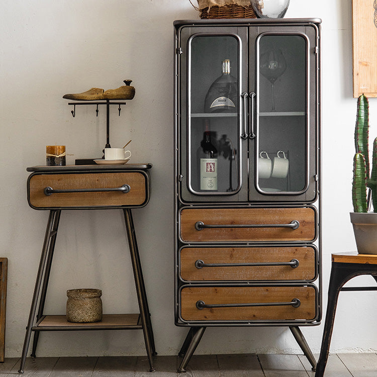 Industrial Cabinet Bar Pulls With Stroge Rectangle Distressed Wood Accent Cabinet