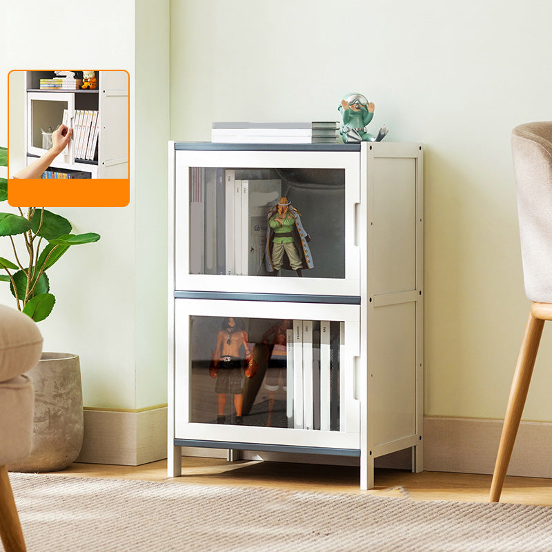 Rectangle Contemporary Cabinet with Glass Doors in Whiet,16.93" Long