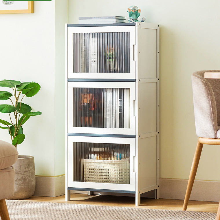 Rectangle Contemporary Cabinet with Glass Doors in Whiet,16.93" Long