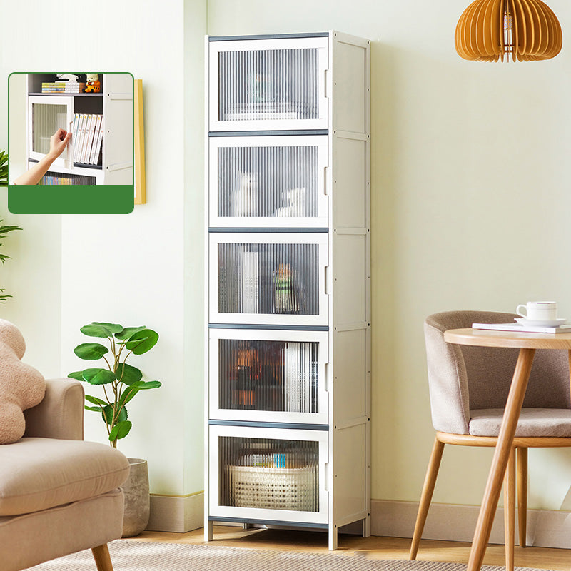 Rectangle Contemporary Cabinet with Glass Doors in Whiet,16.93" Long