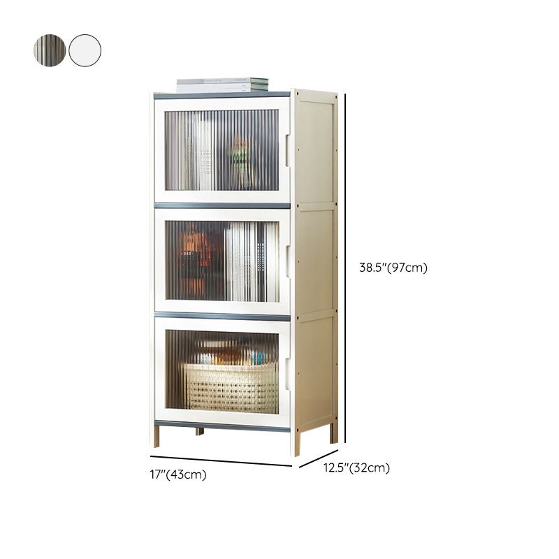 Rectangle Contemporary Cabinet with Glass Doors in Whiet,16.93" Long