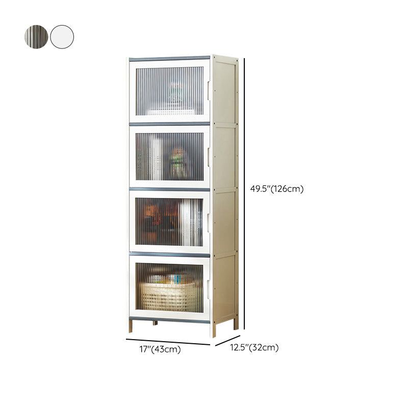 Rectangle Contemporary Cabinet with Glass Doors in Whiet,16.93" Long