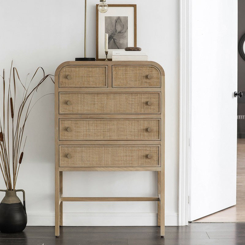 Contemporary Rectangle Chest Straight Legs with 5 Drawers Accent Chest