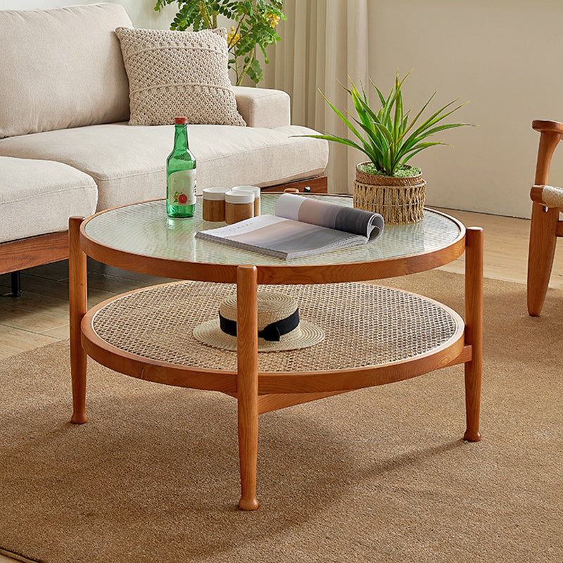 Tropical Coffee Cocktail Table Storage Solid Wood Coffee Table