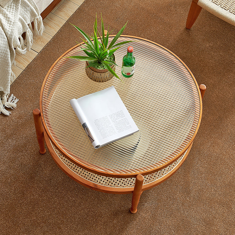 Tropical Coffee Cocktail Table Storage Solid Wood Coffee Table
