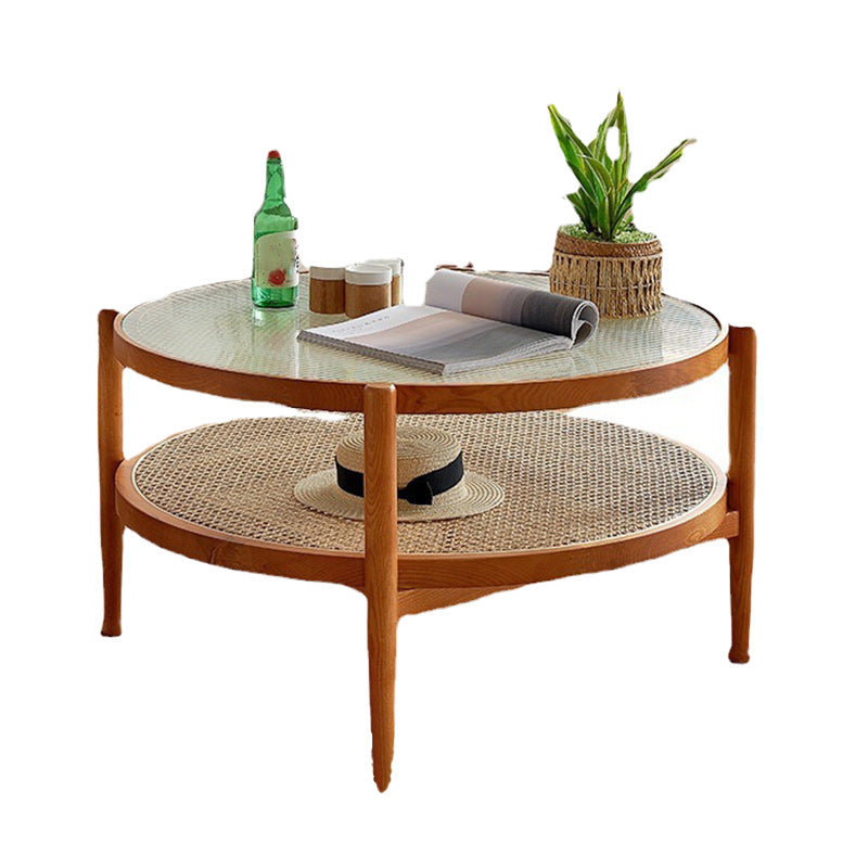 Tropical Coffee Cocktail Table Storage Solid Wood Coffee Table