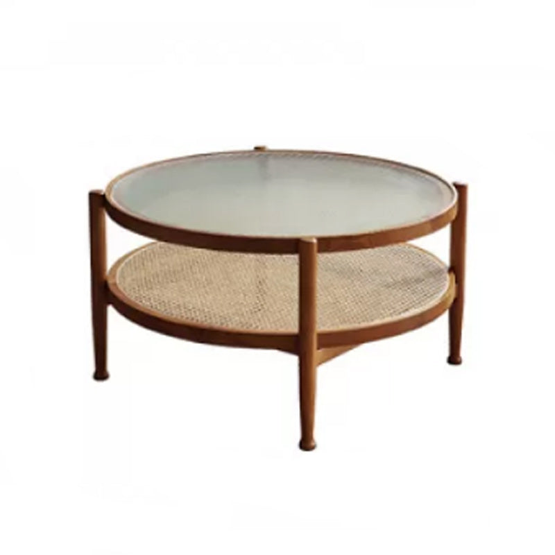 Tropical Coffee Cocktail Table Storage Solid Wood Coffee Table