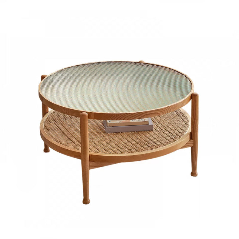 Tropical Coffee Cocktail Table Storage Solid Wood Coffee Table