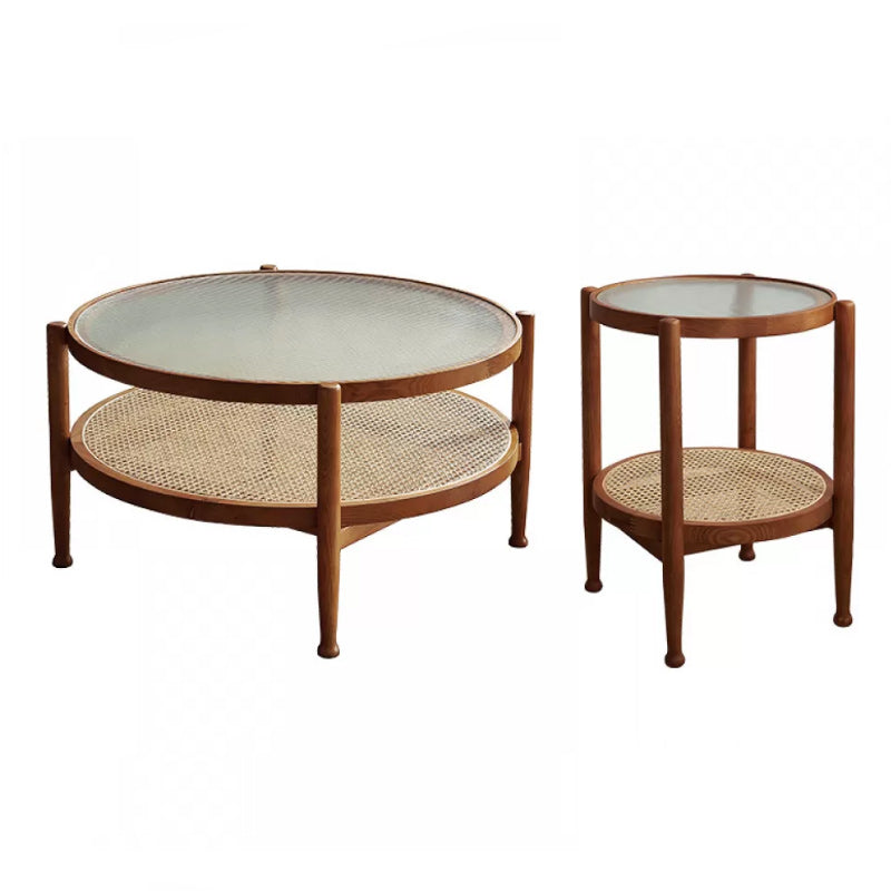 Tropical Coffee Cocktail Table Storage Solid Wood Coffee Table