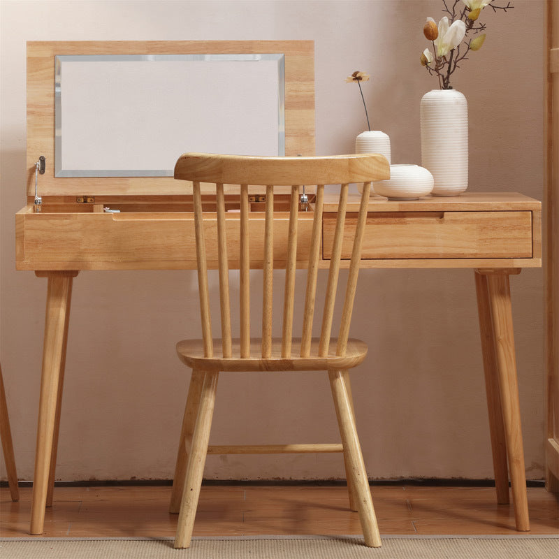 29.92" H Solid Wood Make -up Vanity with Drawer and Mirror Dressing Table