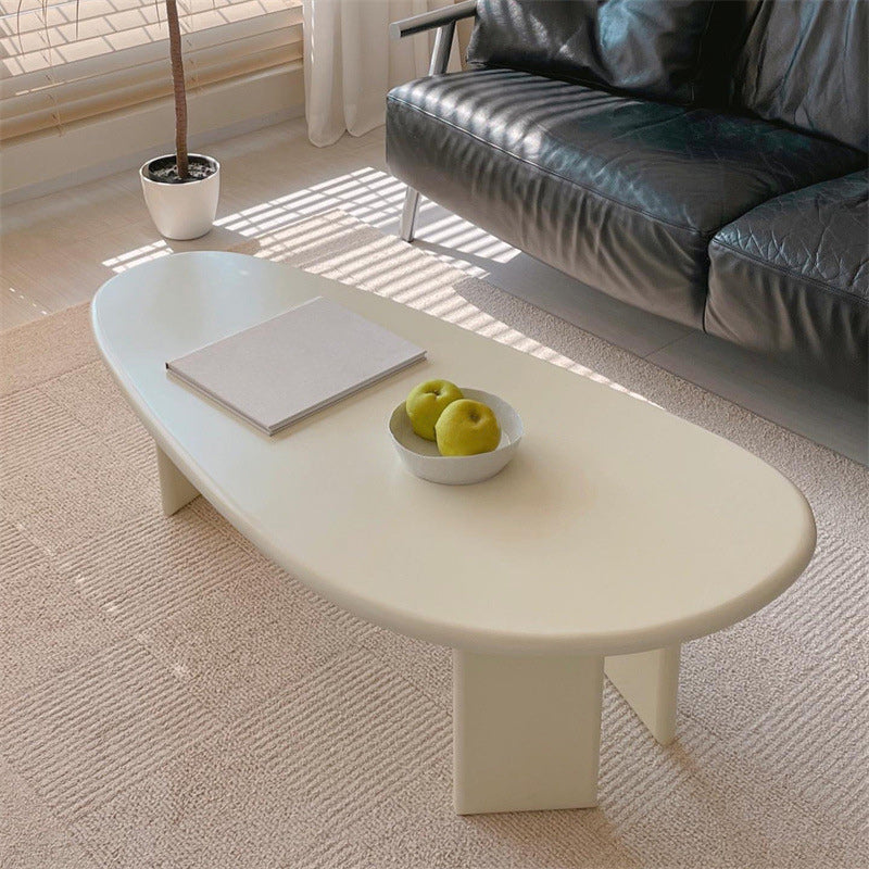3 Legs Coffee Table Wooden Free Form Coffee Cocktail Table in Cream
