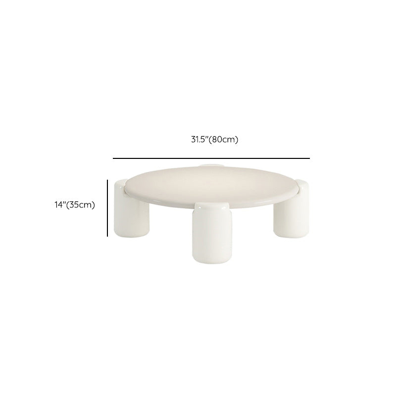 Modern Round Wood Coffee Table with 4 Legs Coffee Table in Cream