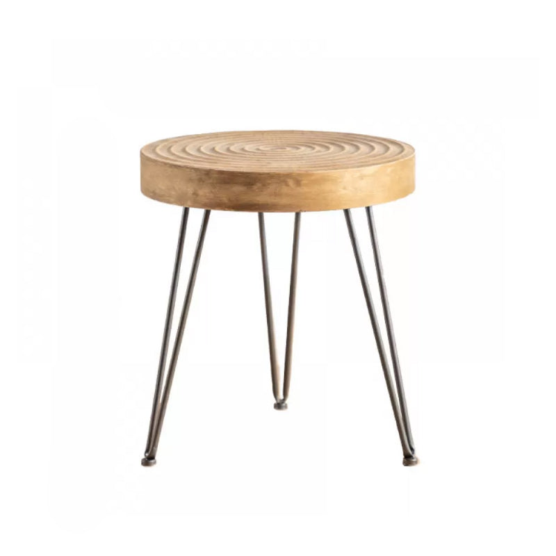 Scandinavian Solid Wood Cocktail Coffee Metal Round Coffee Table